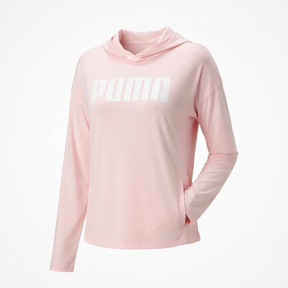 PUMA Women's Soft Pink Hooded Top Size Small